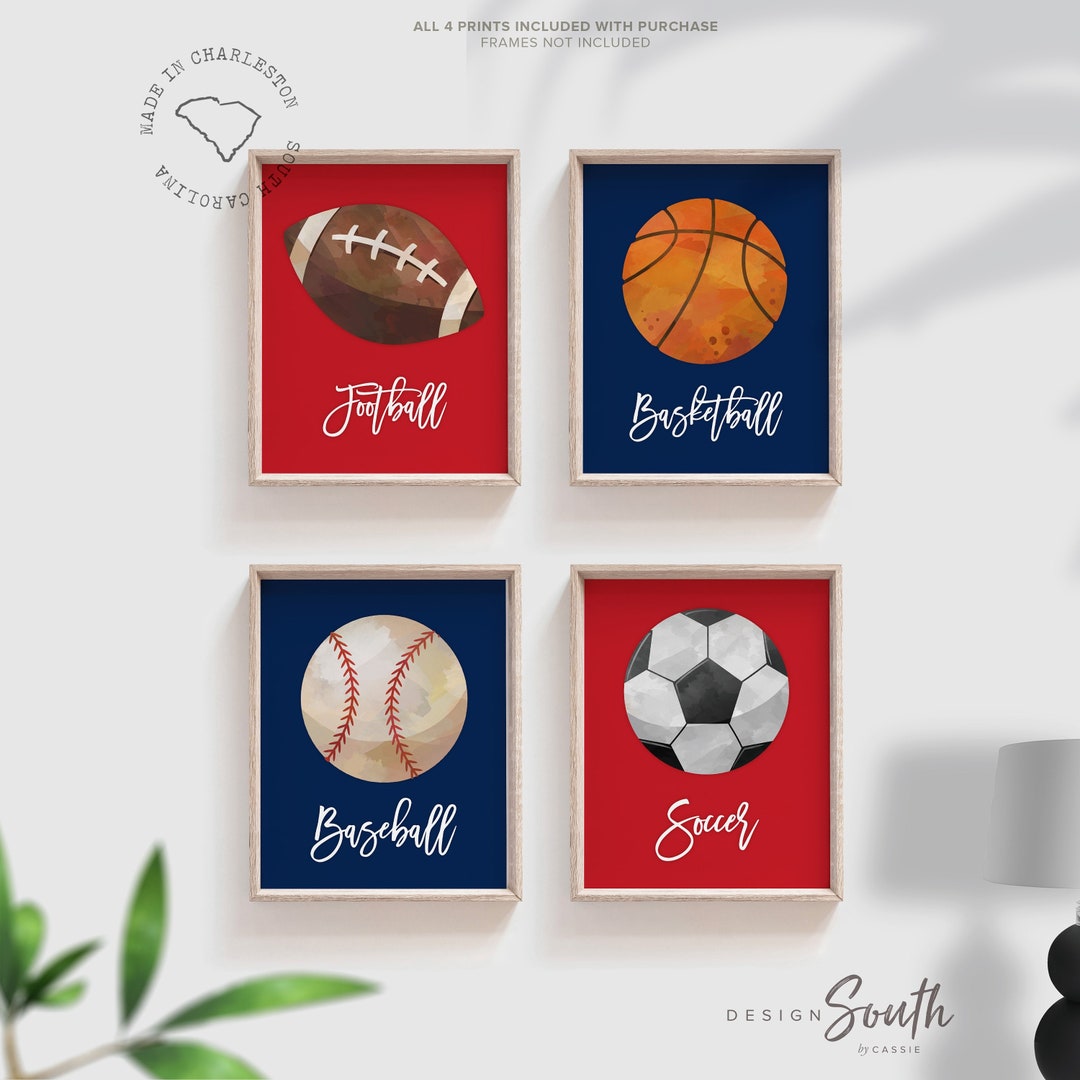 Red and Navy Blue Boy Sports Decor Baby Shower Sports Theme Etsy