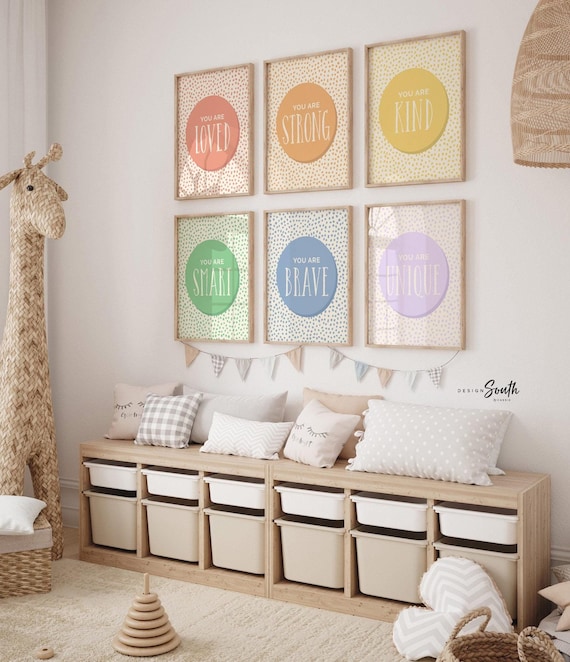 Modern kid art, children's wall art gender neutral, kids playroom decor ideas, neutral wall art for children, kid room prints, set 6 posters