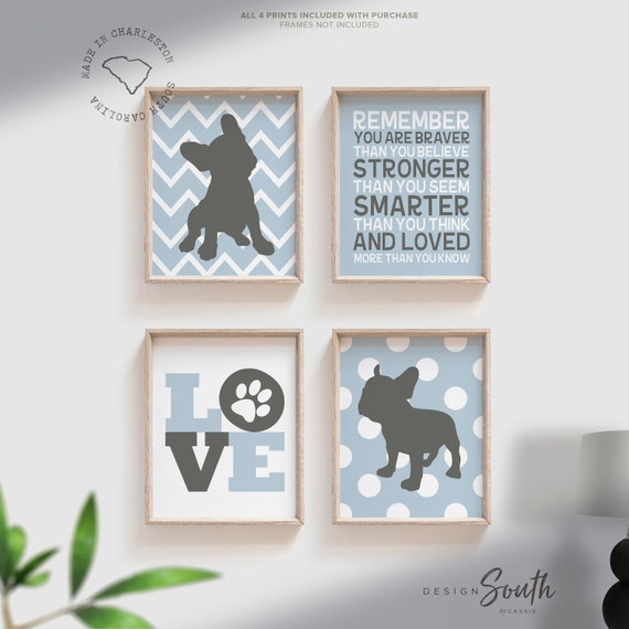 French bulldog nursery, baby boy bulldog nursery, frenchie nursery, bulldog boys bedroom, bulldog prints, bulldog art, baby blue puppy decor