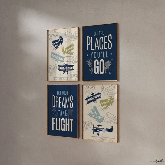 Vintage airplanes, aviation, airplane boy bedroom, airplane nursery decor, let your dreams take flight, oh the places you'll go, boys planes