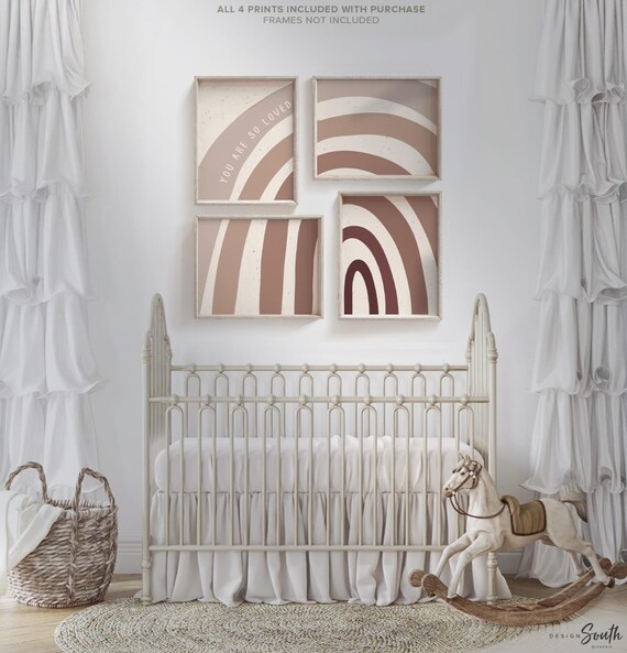 Rainbow Nursery Prints: Boho Kids Room Wall Art