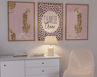 Cheetah Nursery Prints: Pink & Gold Baby Girl Room Decor