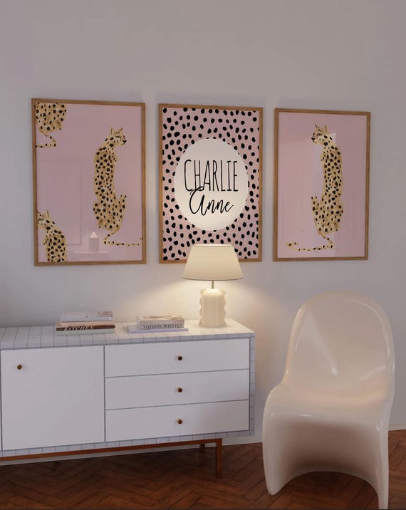 Pink Cheetah Nursery Prints: Modern Baby Girl Room Decor