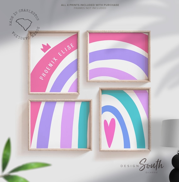 Girls rainbow room, wall mural bedroom ideas for girl, pink purple rainbow bedroom decor, nursery colorful rainbow, toddler girl room ideas