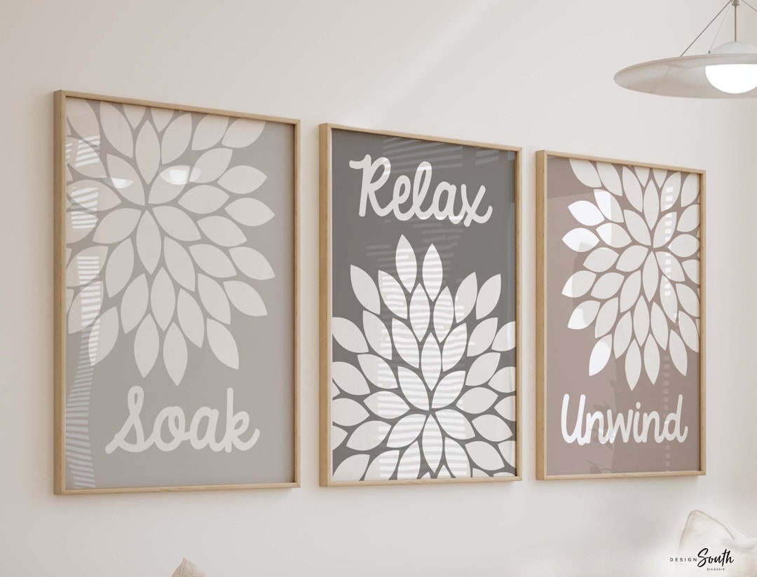 Neutral Bathroom Decor, Spa Bathroom Wall Art, Unisex Bathroom Art ...