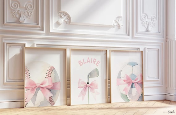 Pastel Sports Nursery Prints – Set of 3 Watercolor Wall Art