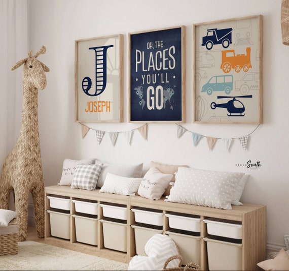 Personalized Transportation Nursery Print: 'Oh, the Places You'll Go' (Unframed)