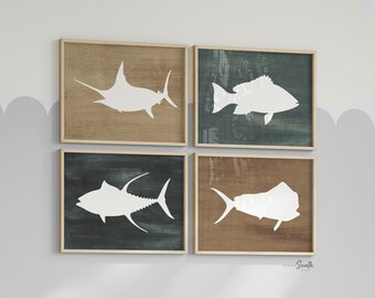 Boys Fishing Nursery Art Prints: Marlin, Tuna, Snapper