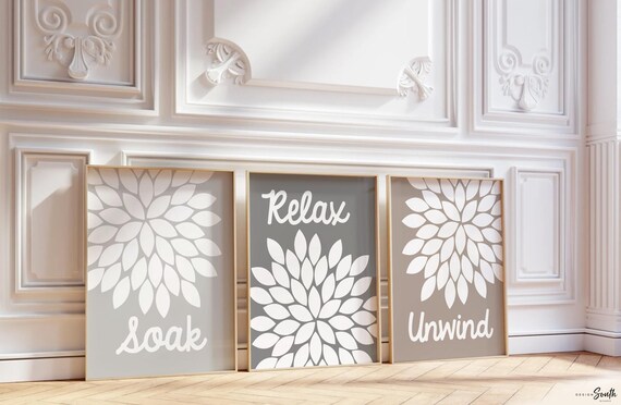 Neutral bathroom decor, spa bathroom wall art, unisex bathroom art, guest bathroom decor ideas, neutral soothing pictures for bathroom wall