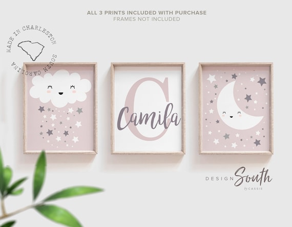 Mauve nursery decor, mauve nursery art, mauve girls room, baby initial & name, mauve and gray, mauve and blush decor, nursery mauve wall art
