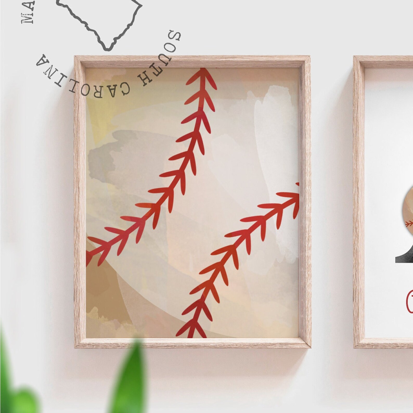 Baseball Nursery Vintage Baseball Nursery Art Red Gray Beige Etsy