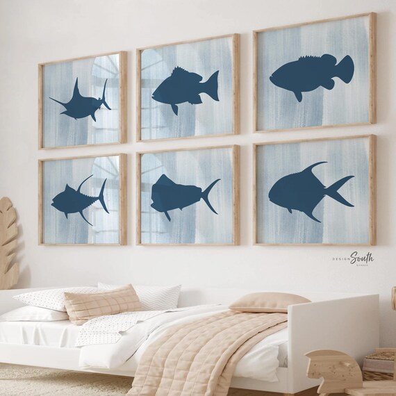 Boys fishing bedroom wall art, fish decor for boys, boys fishing theme, fish prints, baby boy fisherman, fish nursery art boys, fish decor