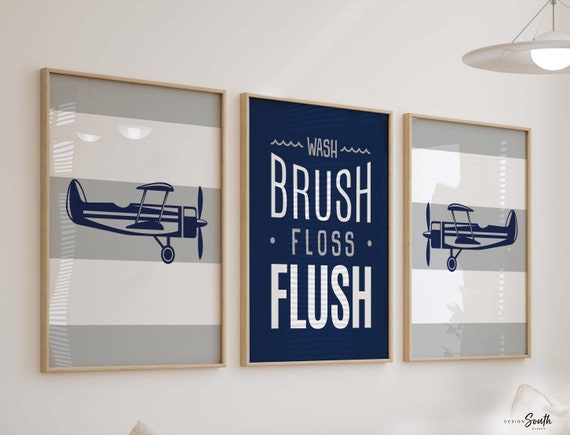 Airplane bathroom art, boys airplane art, boys airplane decor, airplane art for boys, aviation boys decor, aviation bathroom, airplane baby
