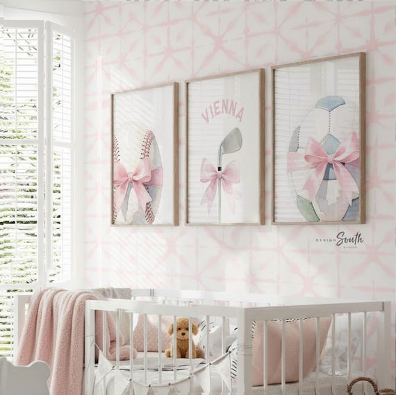 Pastel Sports Nursery Prints – Set of 3 Watercolor Wall Art