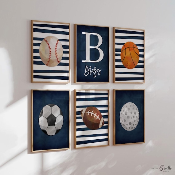 Personalized Sports Nursery Art: Baseball, Football, Basketball Prints