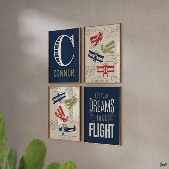 Airplane nursery art, aviation, boys nursery decor, airplane nursery, let your dreams take flight, boys aviation nursery, dreams take flight