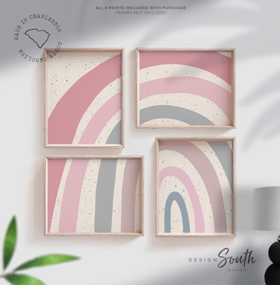 Boho blush mauve nursery, you are so loved, nursery wall art rainbow, over bed or crib art, neutral wall art, boho kids bedroom playroom art