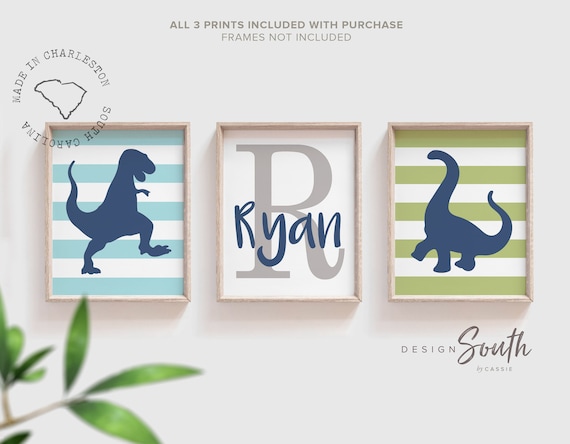 Dinosaur decor, toddler dinosaur art, dinosaur bedroom green and blue, boys dinosaur prints, baby boy dinosaurs, dinosaur nursery wall art