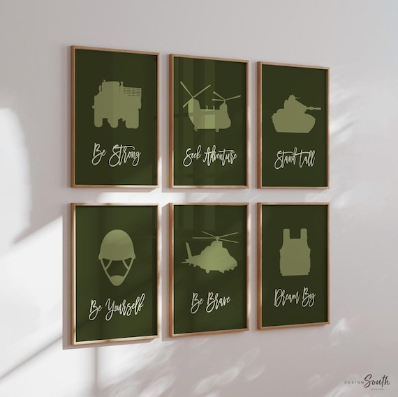 Army wall art, prints for kids, positive affirmation print, military style prints, military style theme room, boys prints, boys army decor