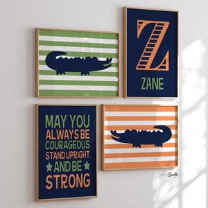 Alligator Nursery Decor: Personalized Name Print, Gator Wall Art