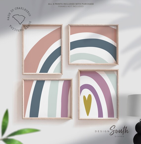 Neutral navy blue nursery, children neutral wall art, navy blue rainbow kids baby children, art gender neutral colors, neutral newborn gift