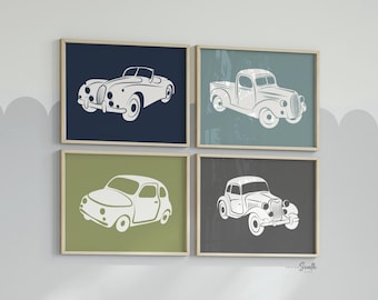 Vintage Car & Truck Nursery Prints: Transportation Theme Decor