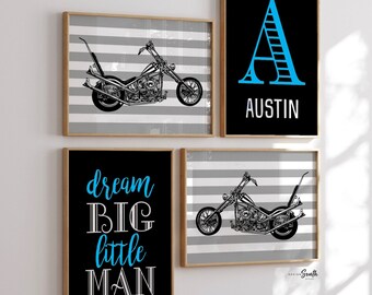 Motorcycle Nursery Art Prints: Baby Boy Room Decor