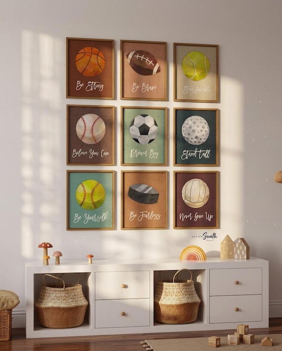 Sports Wall Art Prints: Boys Bedroom Decor, Inspirational Theme
