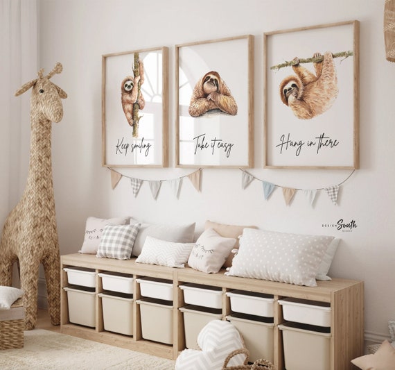 Sloth Watercolor Art Prints: Set of 3, Nursery Decor