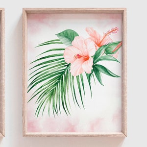 Palm Tropical Pink Gold Faux Foil Prints Floral Tropical - Etsy