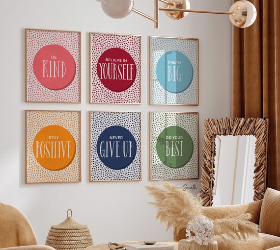 Children's colorful wall art for playroom or bedroom, positive messages playroom wall art decor, positive poster prints kids, children print