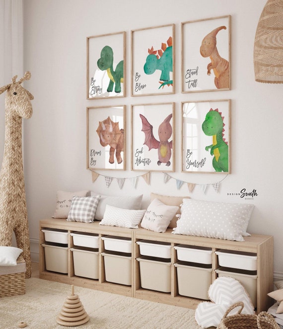 Boys dinosaur bedroom wall art, dinosaur decor for boys, boys dinosaur theme, dinosaur prints, baby boy dinosaurs, dinosaur nursery art boys