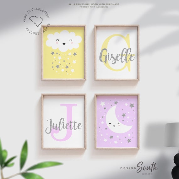 Pink and yellow sisters room, shared room decor, shared nursery decor, twin sister nursery, yellow and pink, yellow pink silver, sister room