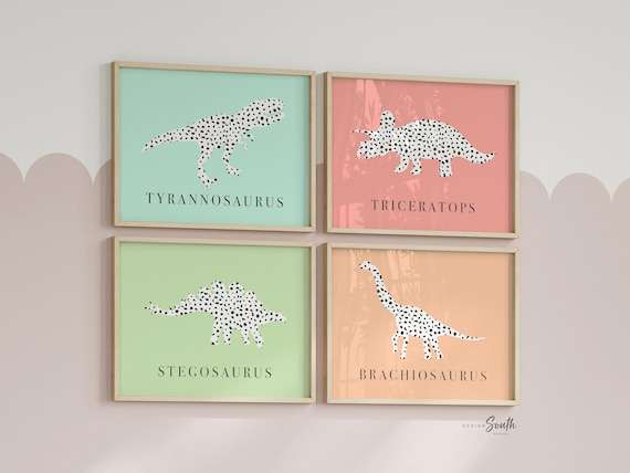Girl dinosaur nursery, gift girl dinosaur theme, baby shower girl dinosaur gift, modern contemporary girl bedroom, modern girl room wall art