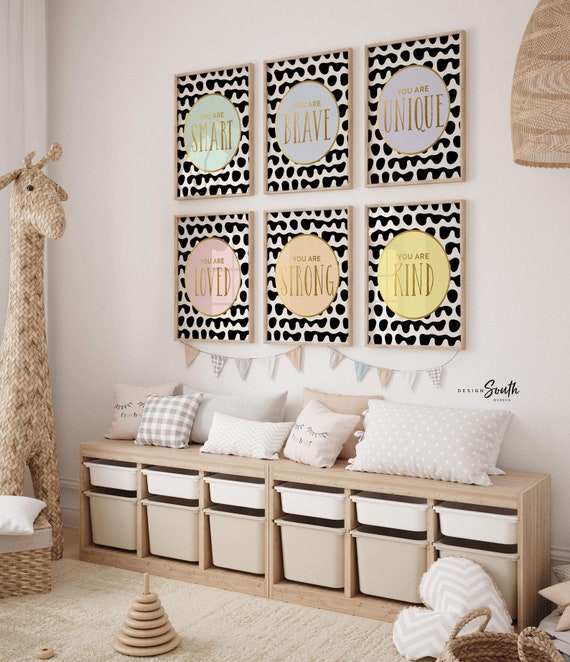 Kid playroom wall art posters, prints colorful inspirational, toddler playroom motivational quote artwork, children playroom wall pictures