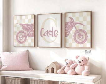 Personalized Moto Girl Print: Dirt Bike Nursery Art