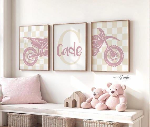 Personalized Moto Girl Print: Dirt Bike Nursery Art