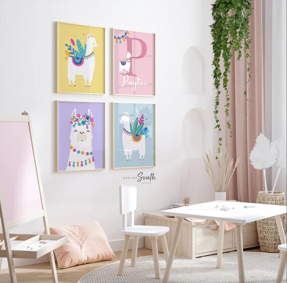 Llama nursery decor, llama nursery art, llama theme, llama baby decor, llama print, llama wall art, girl nursery prints, alpaca nursery art