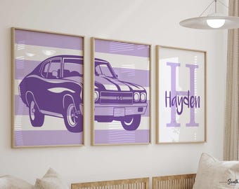Purple Chevelle SS Nursery Art Prints: Classic Car Theme