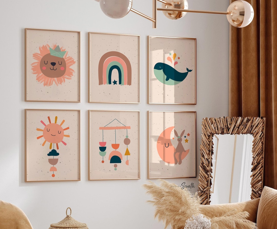 Boho Nursery Decor, Boho Colors Wall Art Set, Sweet Boho Animal Bedroom ...