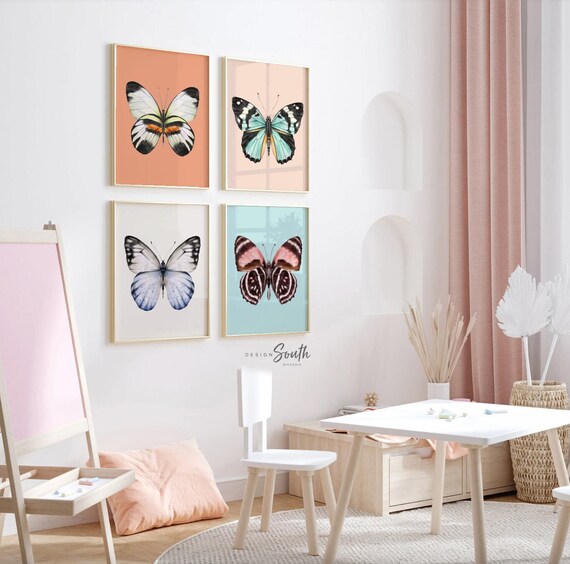 Butterfly nursery art, girls bedroom wall art butterflies, girls butterfly art, girls butterfly bedroom, girls butterfly nursery themed art