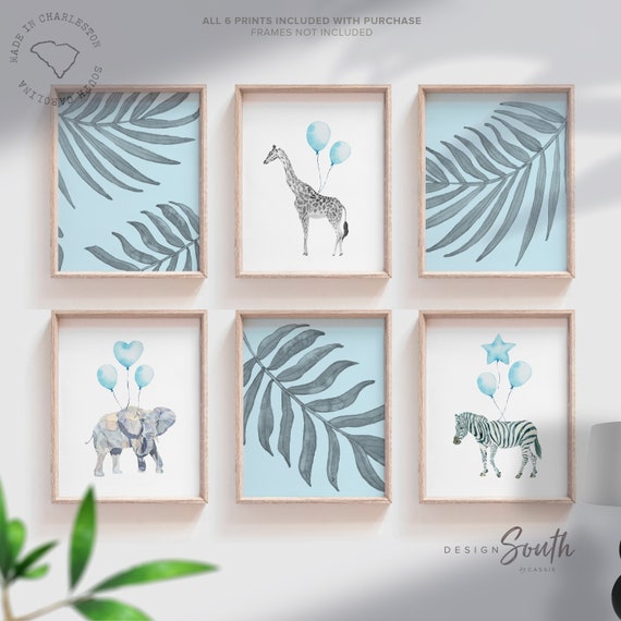 Baby boy nursery art, baby blue boy nursery decor, blue baby animals boy nursery, safari baby boy art, cute boy nursery art, newborn boy art