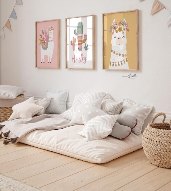 Neutral Llama Nursery Prints: Boho Baby Room Wall Art