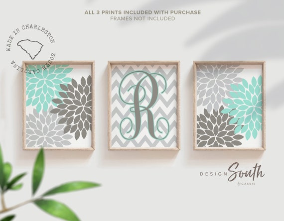 Girls bedroom teal, wall decor for girls, wall art for girls, teal decor girls room, teal art baby girl, teal monogram, teal and gray girls