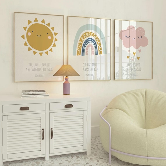 Christian nursery wall decor, bible verse wall art, nursery bible wall art, church nursery room decor, christian nursery or bedroom wall art