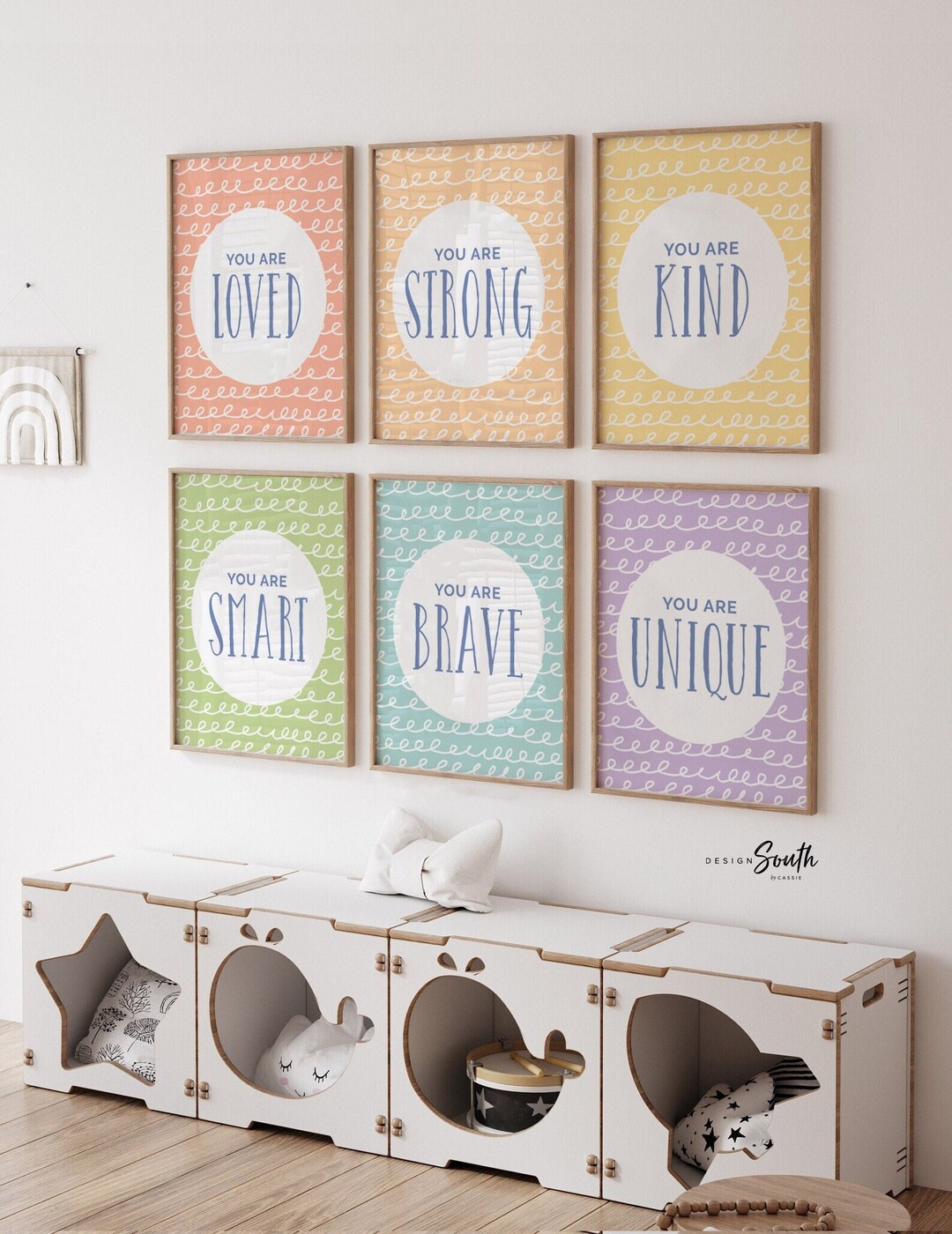 Playroom Children Wall Decor, Unisex Room Decor, Pastel Color Kid Art ...