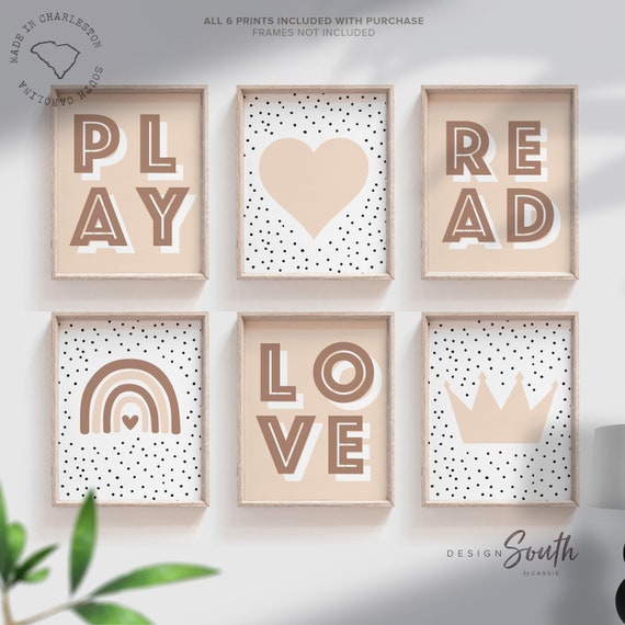 Boho playroom art, neutral modern playroom, boho playroom decor, neutral baby room wall art, toddler playroom, kids neutral playroom ideas