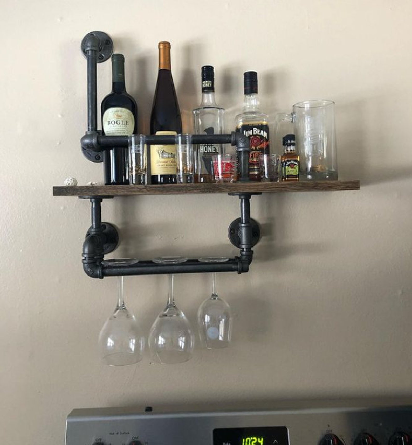Industrial Iron Pipe Wine/Liquor Shelf Etsy