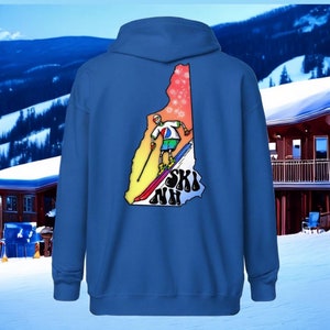 New Hampshire Hoody Zip Sweatshirt - Ski NH Skeleton Design Unisex Heavy Blend
