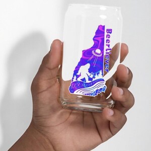 Verre à pinte New Hampshire - NH Beerliever Alie Bigfoot State Map Verre en forme de canette